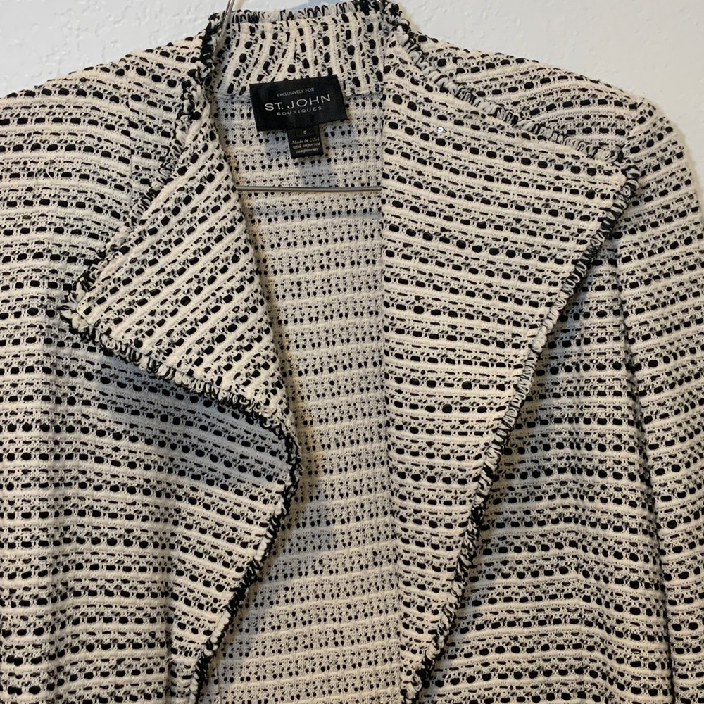 St. John Textured Black and Cream Blazer